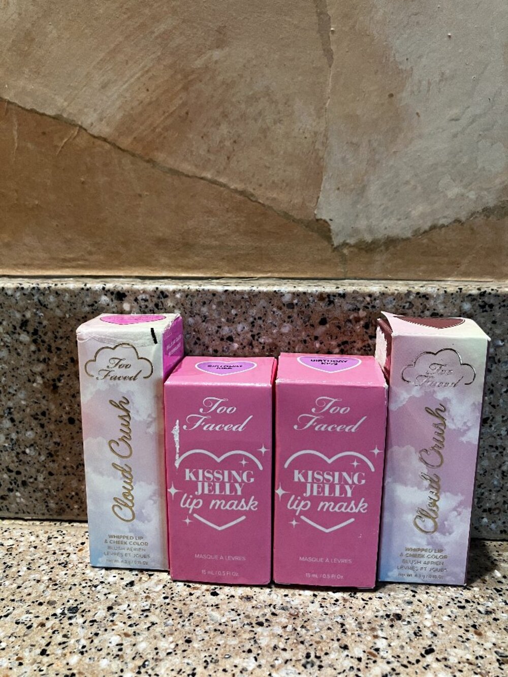 Too Faced 2 Kissing Jelly Lip gloss and 2 Cloud Cremes! NIB!